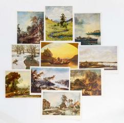 Сет из 40 открыток западноевропейских художников с репродукциями, изображающими реку
