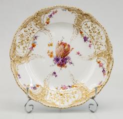Тарелка декоративная с цветочной росписью в зеркале, с тюльпаном