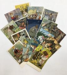 Сет из 19 открыток с иллюстрациями к сказкам художника Е.М. Рачева