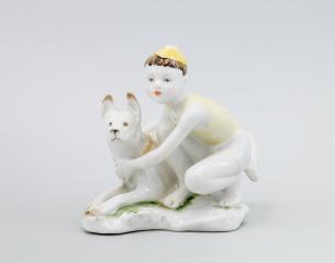 Скульптура "Юный пограничник с собакой", в желтом