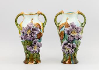Парные вазы "Фиолетовые клематисы"