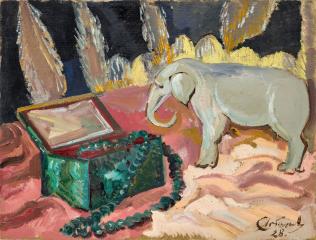 Натюрморт со слоном и открытой шкатулкой