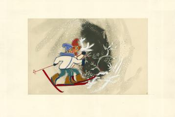 Пара на лыжах.  Фаза к неосуществленному мультфильму "Зимний костер" на стихи С. Маршака