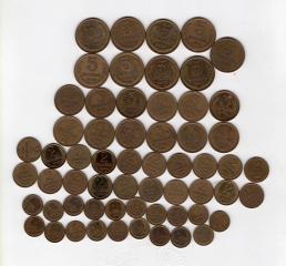 Подборка монет 1,2,3 и 5 копеек обр. 1961 г. 59 шт.