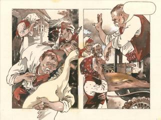 Рисунок "Гуся забрали", Иллюстрация к книге "Неуловимые мстители в тылу врага"