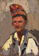 Портрет молодого человека в яркой шапке. Куня-Ургенч