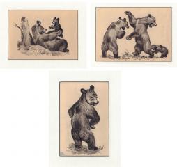 3 иллюстрации к стихотворению А.Барто "Медвежонок-невежа" (сборник "Круглый год")