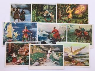 Сет из 9 открыток с иллюстрациями к сказкам.