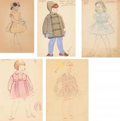 Пять эскизов детской одежды