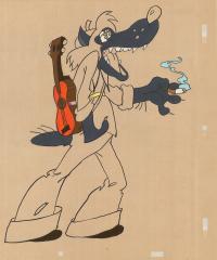 "Волк с сигаретой и гитарой ". Фаза из мультфильма "Ну, погоди!".