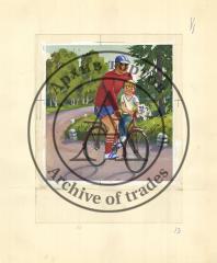 Мальчик с папой на велосипеде. Иллюстрация к книге "Папа, мама, я спортивная семья"