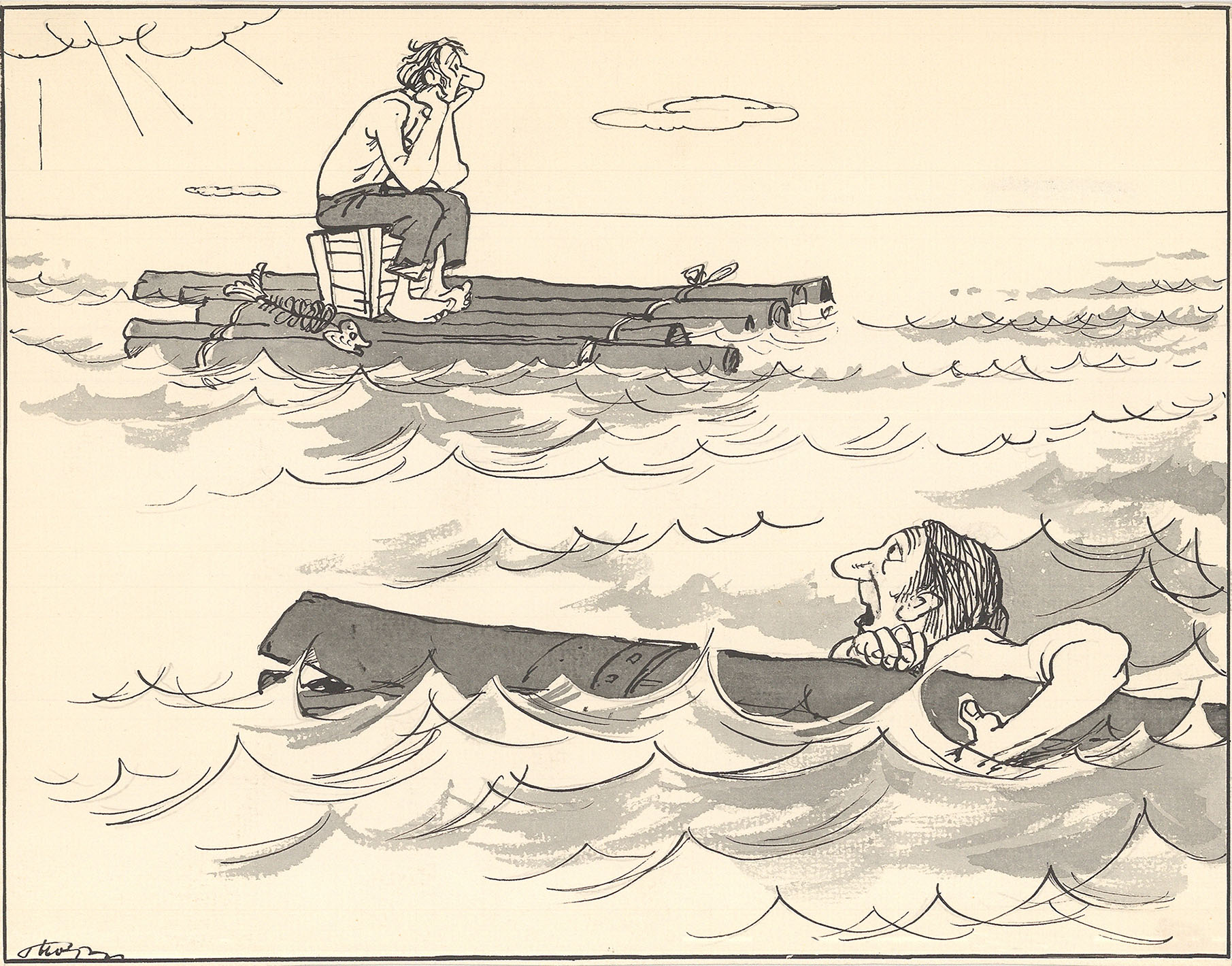Карикатура "В открытом море"