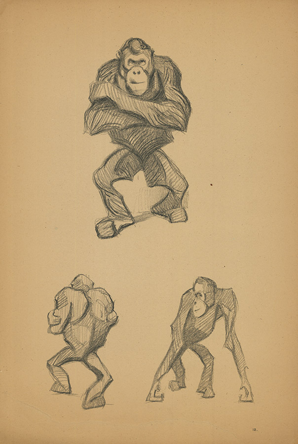 Орангутанги. Лист 13. из серии "Рисунки в автолитографиях"