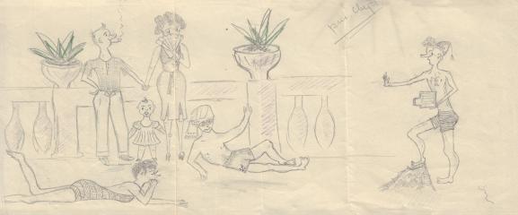 Сталина (Аллилуева) Светлана. Собственноручный детский рисунок "Фотография на отдыхе"