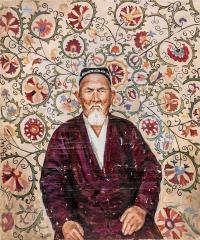 Портрет старика на фоне восточного ковра