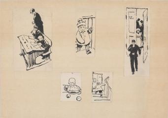 5 иллюстраций к очерку И.Горелика "Я сам!" ("Юность", 1951 г.)