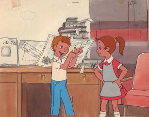 Коля и Оля. Фаза из мультфильма "Коля, Оля и Архимед" с авторским фоном