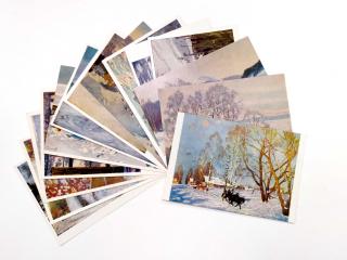Сет из 35 открыток на тему "Зимний пейзаж"