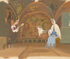 Царица. Фаза из мультфильма "Сказка о царе Салтане" с авторским фоном
