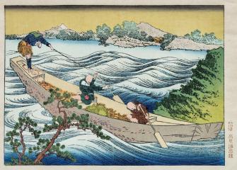 Из серии «100 видов Фудзи». Лист «Вид Фудзи от реки за горами Яцугадакэ» («Сува»).