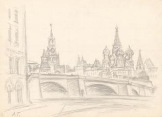 Рисунок "Василий Блаженный и Спасская башня"