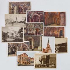 Сет из 13 открыток с видами Москвы и интерьеров Кремлевского дворца.