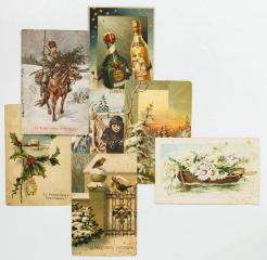 Сет из 7 дореволюционных открыток с Новым годом и Рождеством