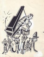 Карикатура "Нюрнбергские мастера пения с опытным аккомпаниатором"