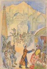 Восточный базар. Иллюстрация к сказке М.Ю.Лермонтова "Ашик-Кериб"