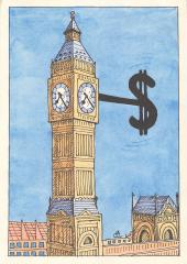 Карикатура "Заокеанский ключик на берегах Темзы"