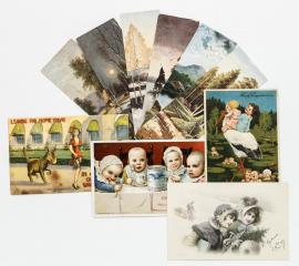 Сет из четырех открыток и шести закладок с репродукциями.