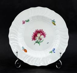Тарелка глубокая с цветочной росписью (фиолетово-белый цветок на зеркале)