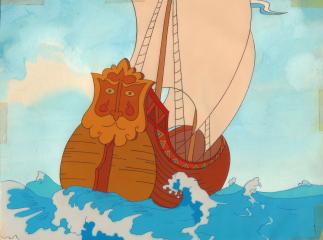Корабль. Фаза из мультфильма "Сказка о царе Салтане" с авторским фоном