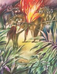 Маугли нашел огонь. Иллюстрации к книге Р. Киплинга «Маугли»