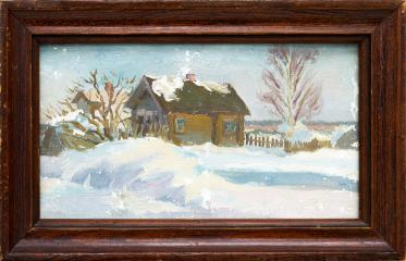 Зимний пейзаж с деревенским домом. Уколово