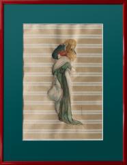 Иллюстрация "Дама в зелёном платье со спины"