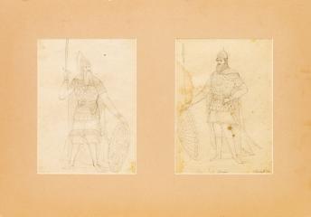 Два эскиза костюмов ратников к спектаклю «Золотой петушок» Н.А. Римского-Корсакова (2)