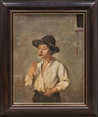Вольная копия с картины итальянского художника Эжена де Блааса "Моя первая сигарета"