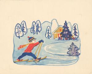 Иллюстрация "Мальчик на лыжах"