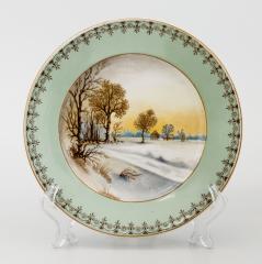 Тарелка с изображением зимнего пейзажа на зеркале