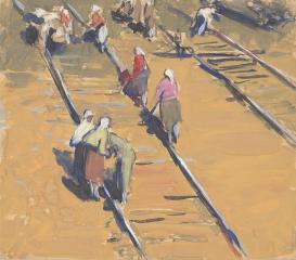 Женщины на строительстве железной дороги