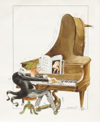Карикатура "За роялем"