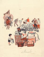 Рынок. Иллюстрация к книге Квитко Л.М. "Лемеле хозяйничает" (2)