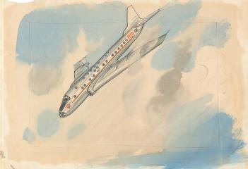 Самолет Аэрофлота. Иллюстрация к сказке Л.Лагина "Старик Хоттабыч"