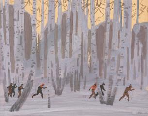 Лыжники в лесу