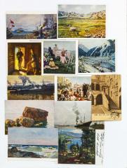 Сет из 11 открыток-репродукций с автографами советских художников.