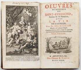 Œuvres de Saint-Evremond, 5e éd. revue et corrigée, augm., T.1 [Произведения Сент-Эвремона]. На франц. яз.