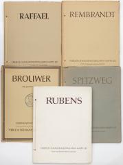 Сет из пяти альбомов из серии Farbige Gemäldewiedergaben [Цветные репродукции]: №112 Рафаэль; №115 Брауэр; №117 Рубенс; №119 Шпицвег; №123 Рембрандт. На нем. яз.