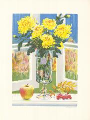 Натюрморт с желтыми хризантемами