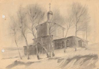 Двусторонний рисунок: "Закрытая церковь" и "Зимой"
